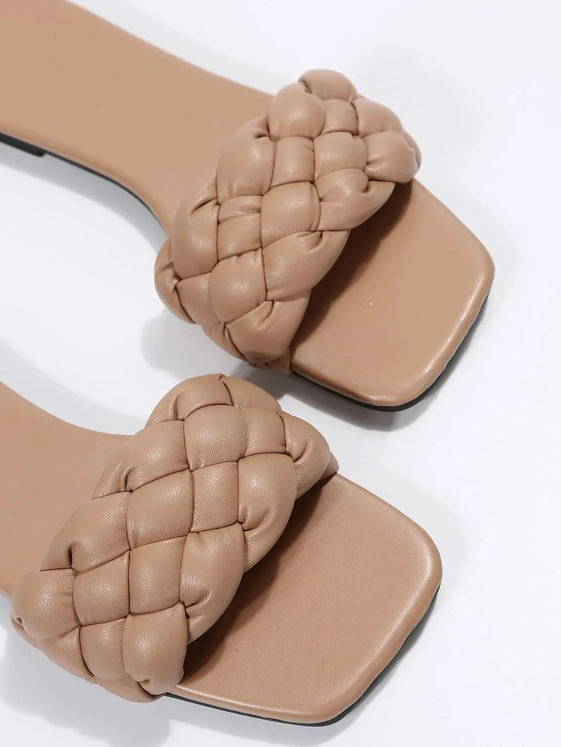 Verdusa Women's Braided Sandals Square Open Toe Slides Sandals Summer Shoes
