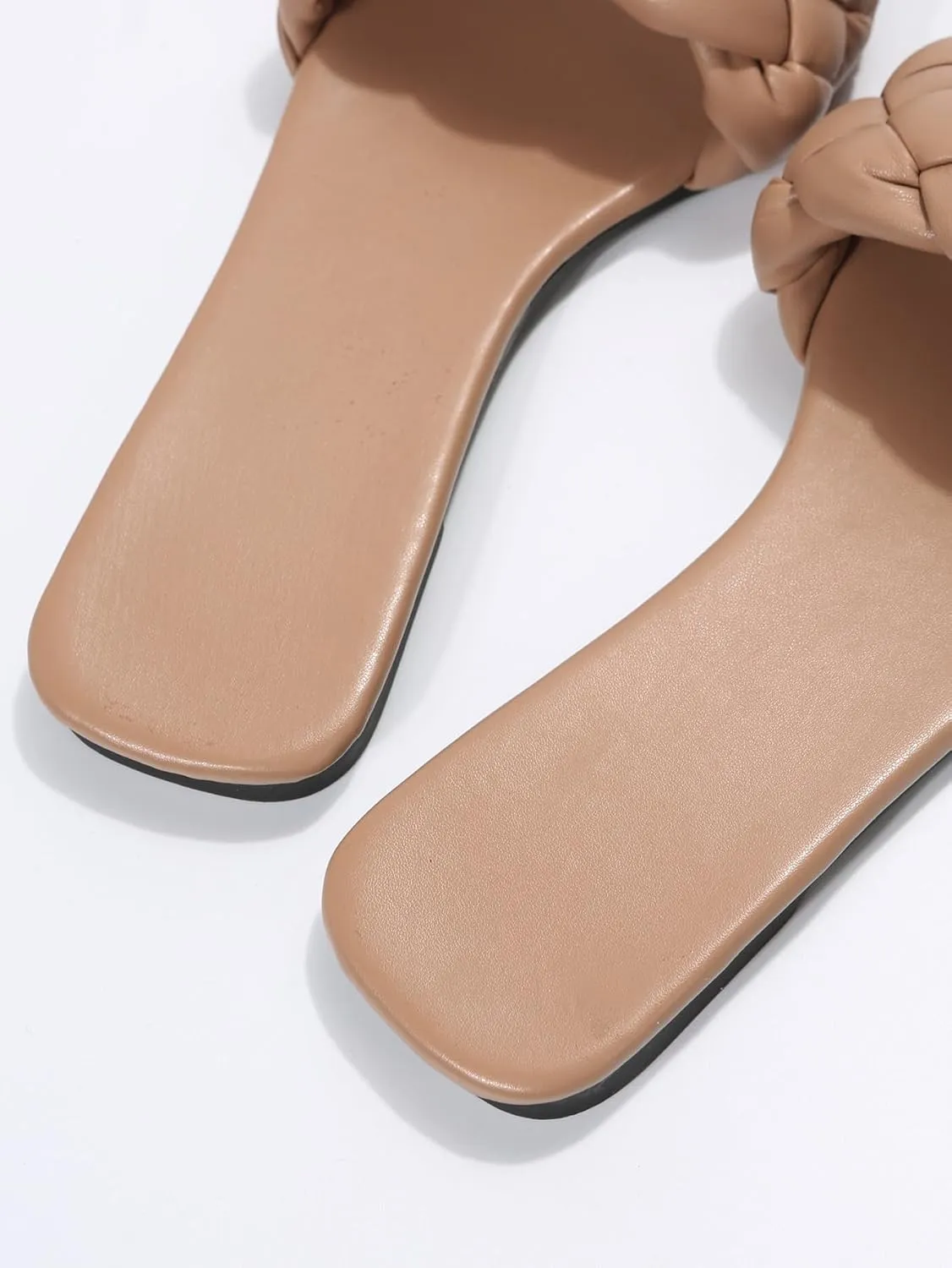 Verdusa Women's Braided Sandals Square Open Toe Slides Sandals Summer Shoes