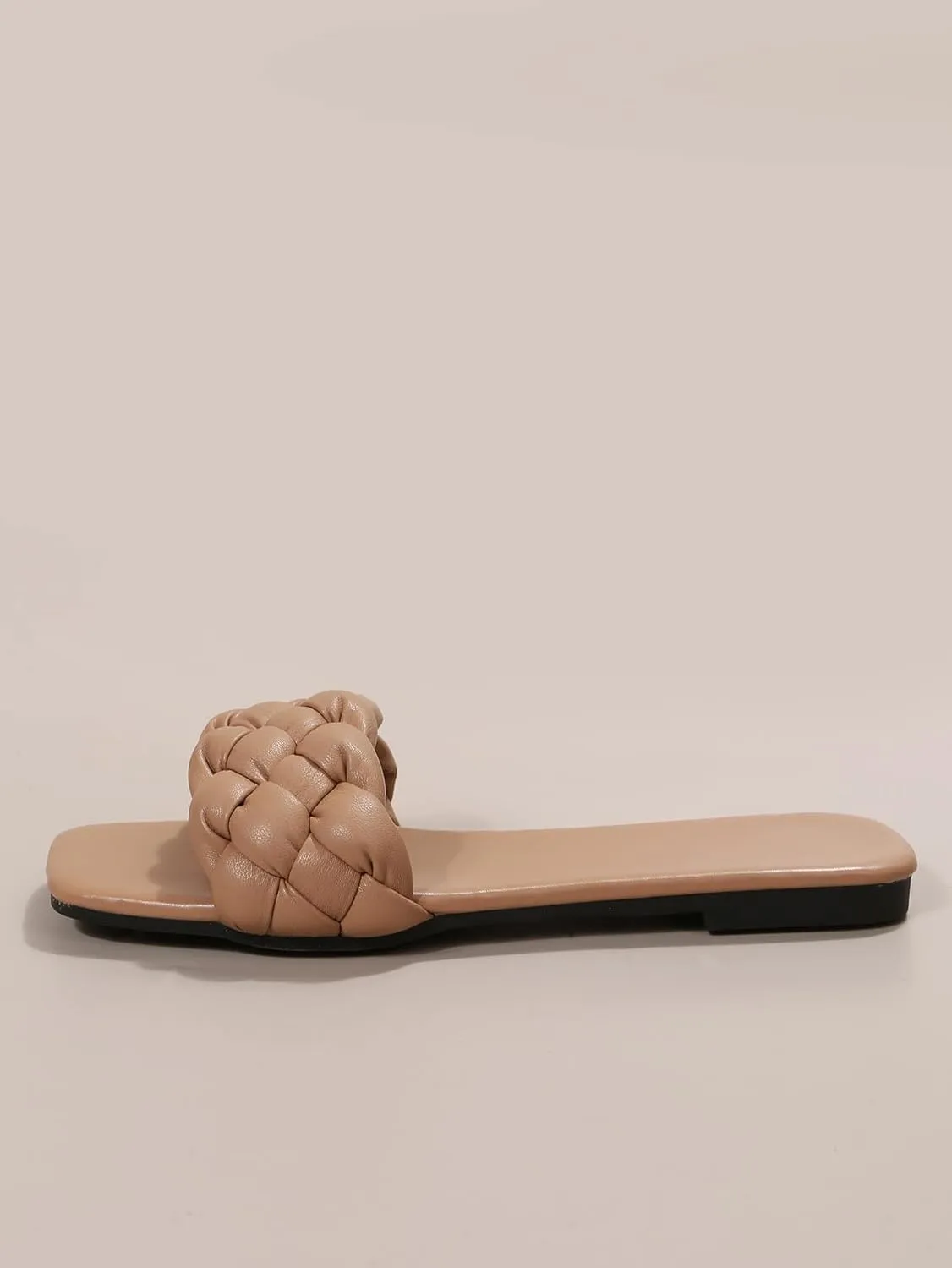 Verdusa Women's Braided Sandals Square Open Toe Slides Sandals Summer Shoes
