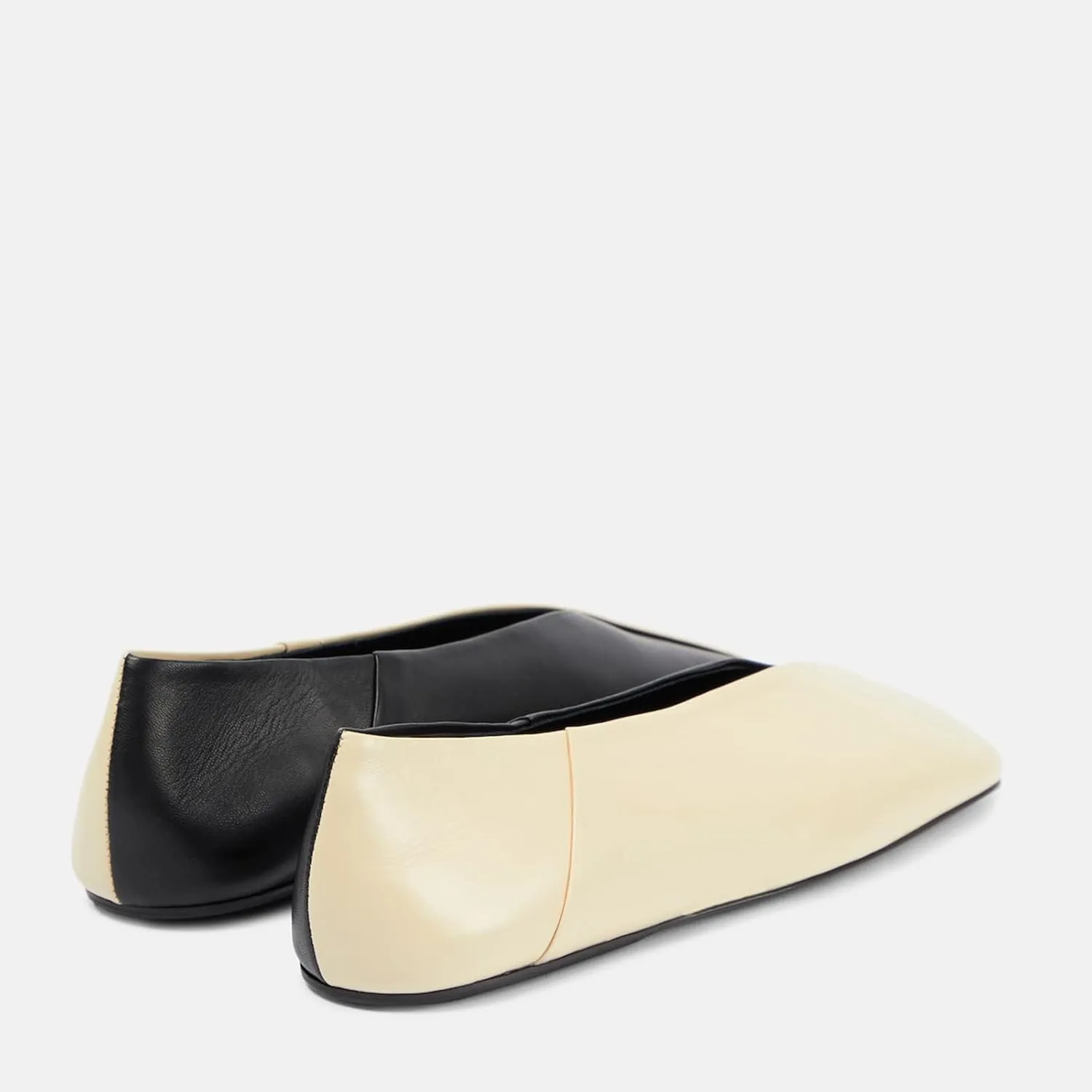 Vertundy Leather Ballet Flats for Women Square Toe Slip On Loafer Shoes Comfortable Dress Work Ballerina Flats for Casual Two-Tone