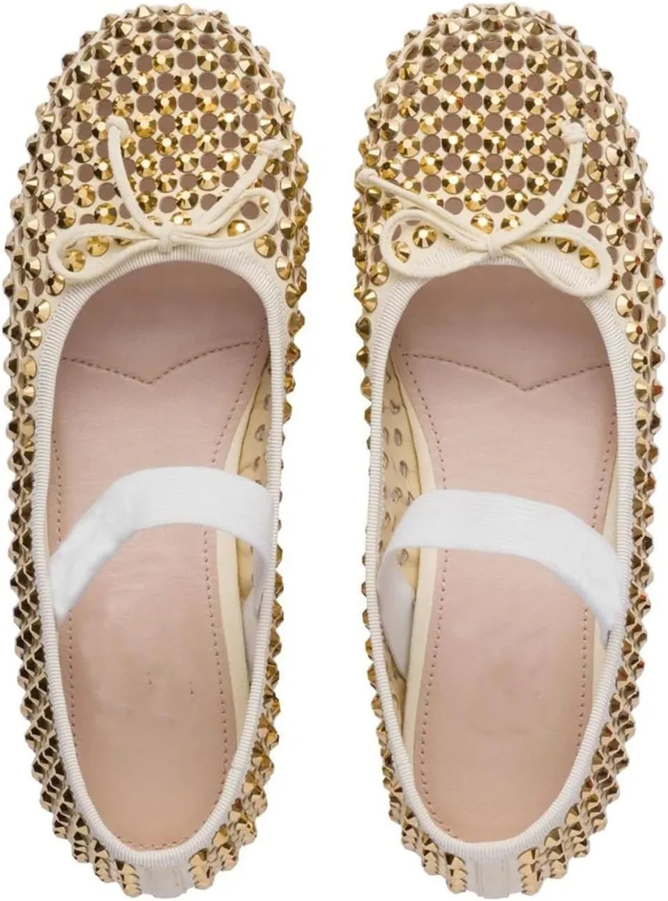Vertundy Women's Rhinestone Ballet Flats Shoes with Mesh Stretch Strap Round Toe Glitter Ballerina Flats Party Wedding Dress Shoes