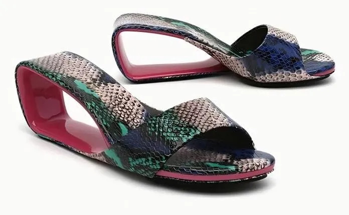 Vertundy Womens Slip On Wedge Heels Round Toe Backless Low Heel Mule Sandals