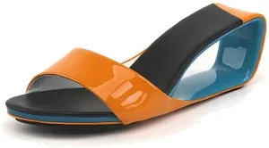 Vertundy Womens Slip On Wedge Heels Round Toe Backless Low Heel Mule Sandals
