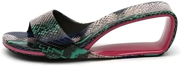 Vertundy Womens Slip On Wedge Heels Round Toe Backless Low Heel Mule Sandals