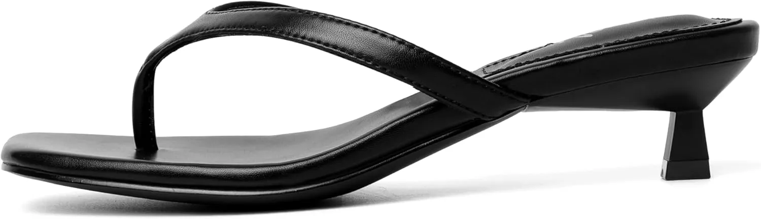vivianly Women's Flip Flops Kitten Heel Sandals Backless Slippers Stiletto Heel Pinch toe Sandals Slip on Slides Mules