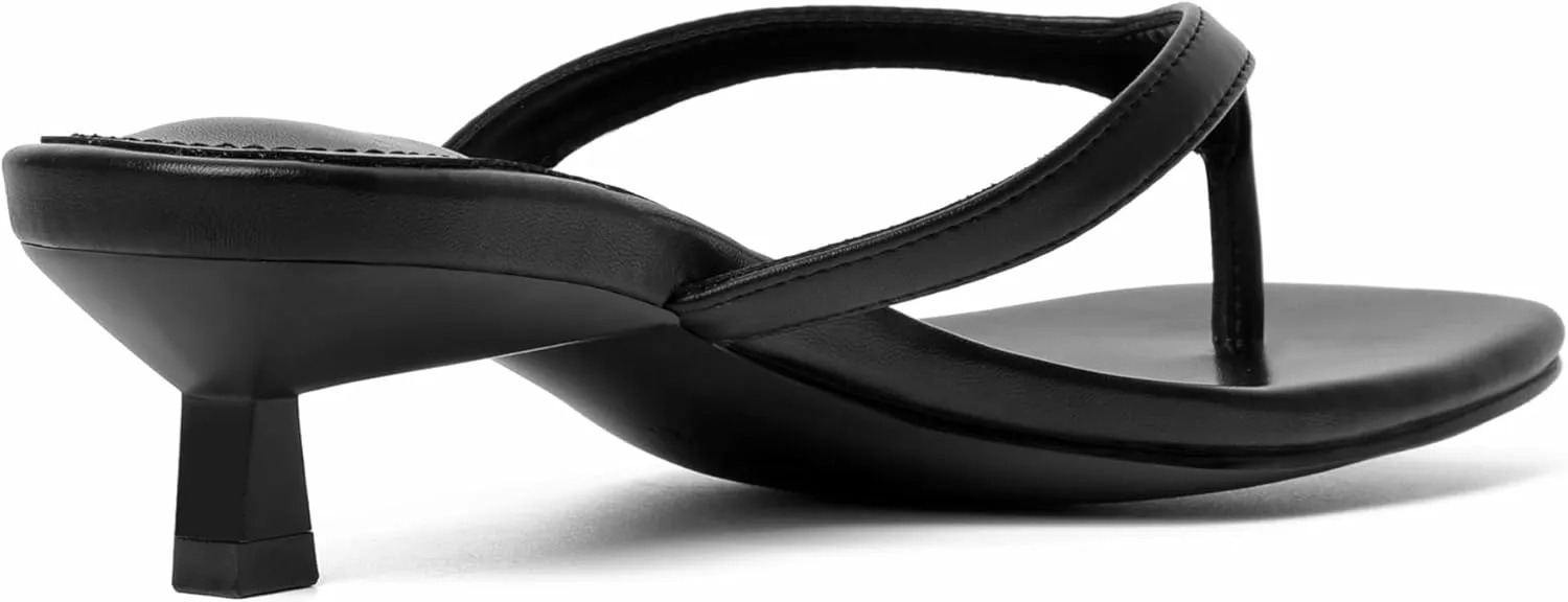 vivianly Women's Flip Flops Kitten Heel Sandals Backless Slippers Stiletto Heel Pinch toe Sandals Slip on Slides Mules