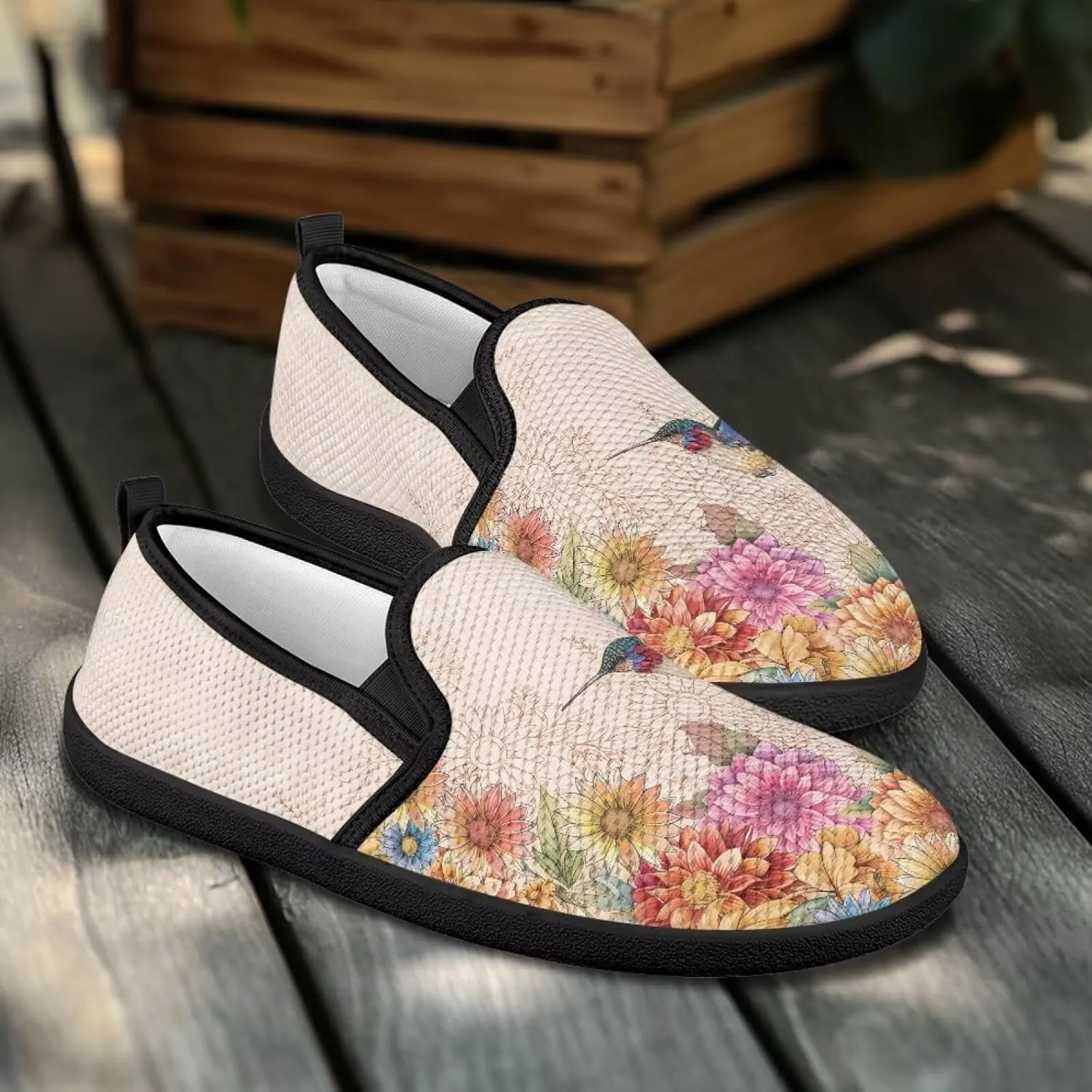 Walking Shoes for Women Slip On Comfy Stretch Mesh Flats Zero Drop Trendy Casual Sneakers Light - Weight Fitness Gym Workout Size 5.5-10.5
