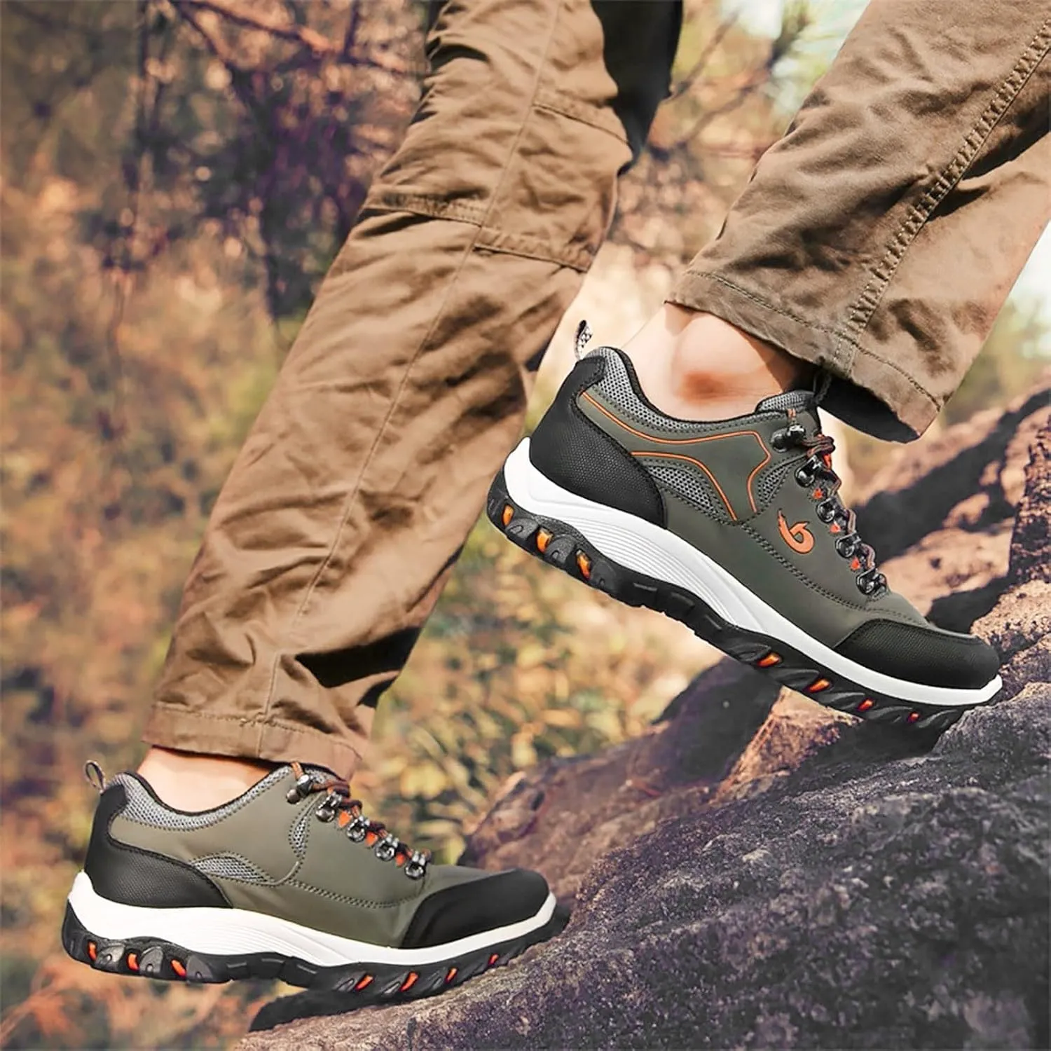 Waterproof Shoes for Men Breathable Trekking Trails Shoes Non-Slip Hiking Shoes Lightweight Casual Walking Shoes