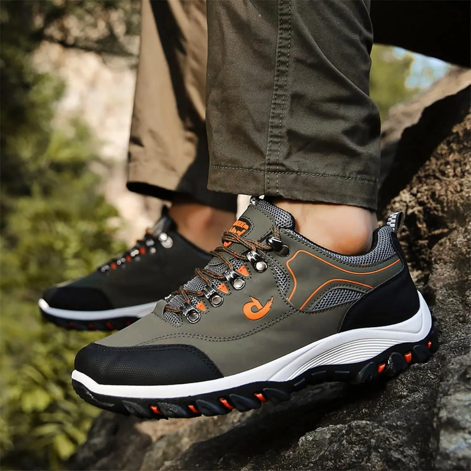 Waterproof Shoes for Men Breathable Trekking Trails Shoes Non-Slip Hiking Shoes Lightweight Casual Walking Shoes