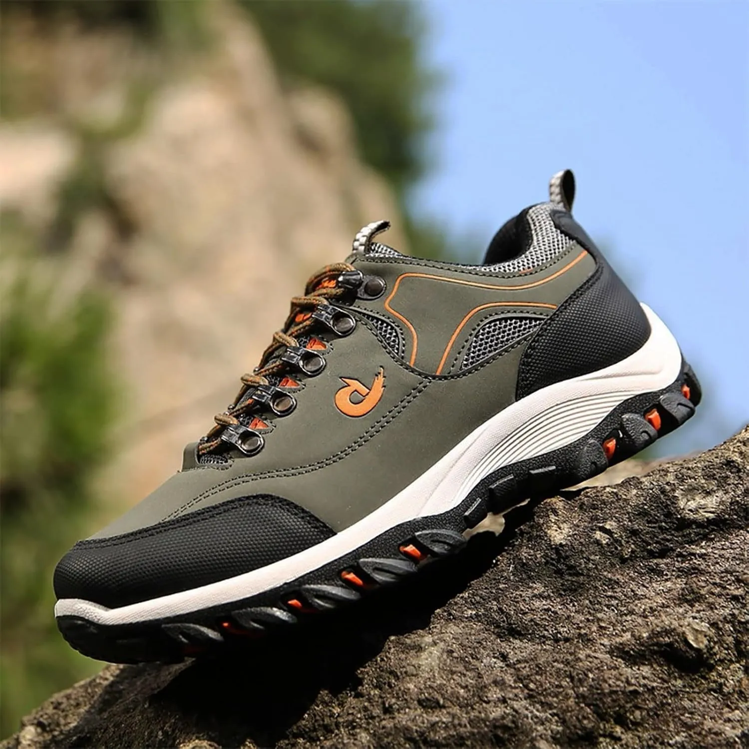 Waterproof Shoes for Men Breathable Trekking Trails Shoes Non-Slip Hiking Shoes Lightweight Casual Walking Shoes