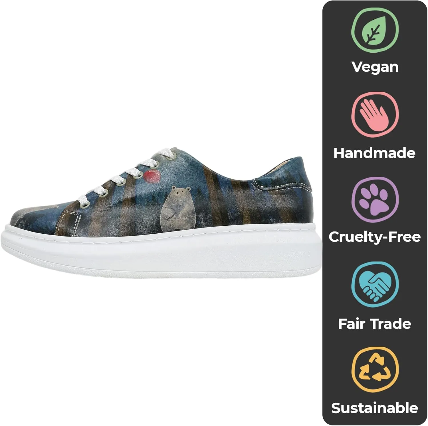 Wedge Platform Sneakers for Women - Handmade Vegan Leather, Unique Chunky Sneakers