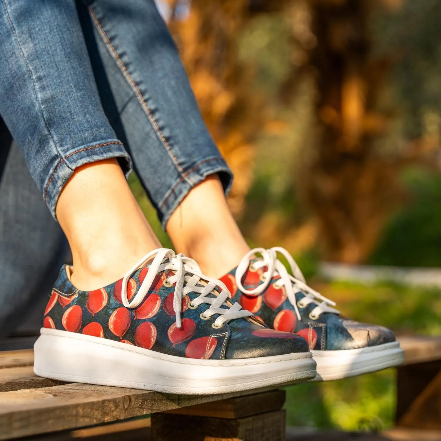 Wedge Platform Sneakers for Women - Handmade Vegan Leather, Unique Chunky Sneakers