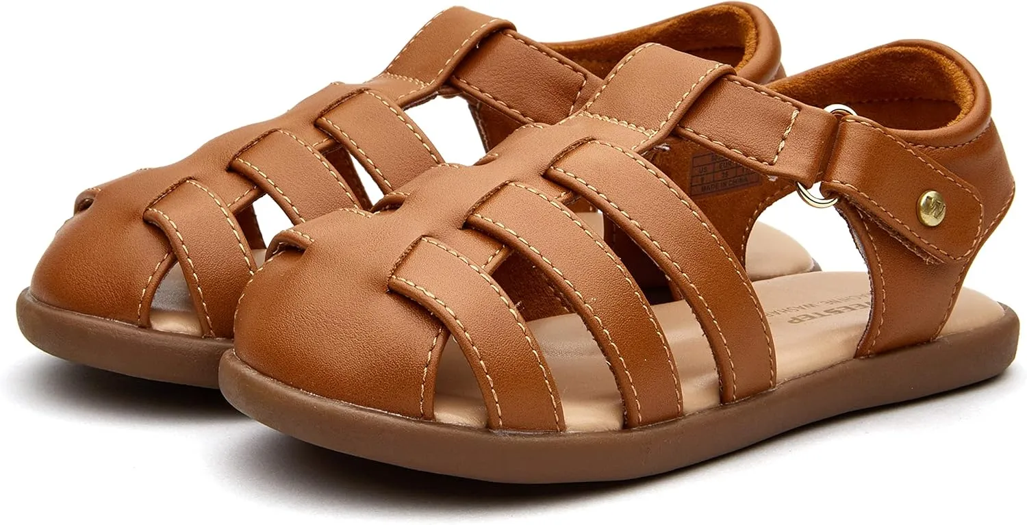 Weestep Toddler Little Kid Summer Sandals Memory Foam Closed Toe Soft Rubber Flats