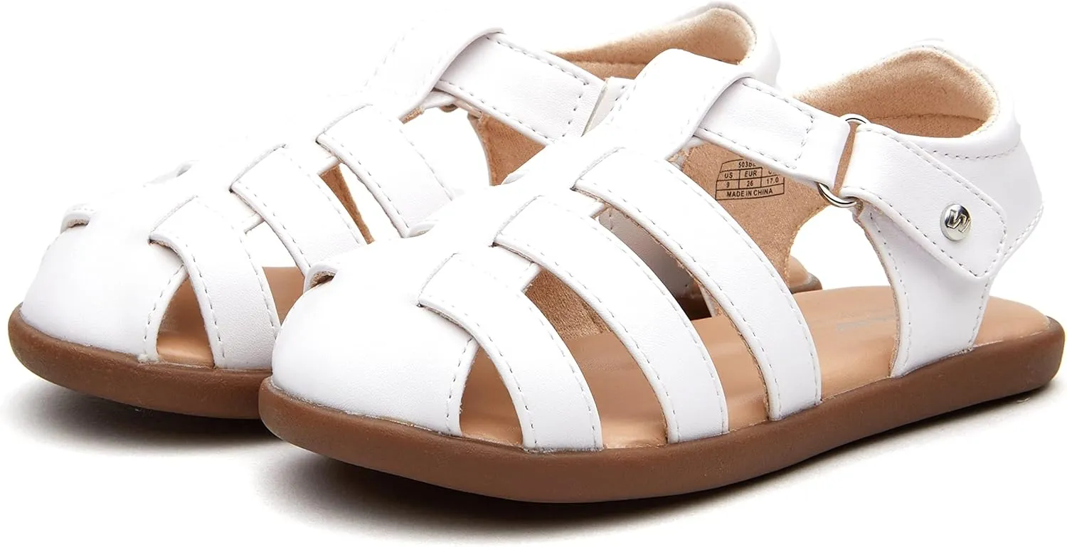 Weestep Toddler Little Kid Summer Sandals Memory Foam Closed Toe Soft Rubber Flats