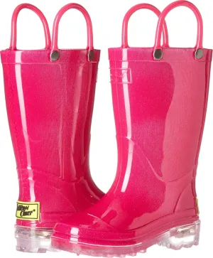 Western Chief Kids Waterproof Light Up Rain Boots With Handles for Easy On and Off for Boys and Girls