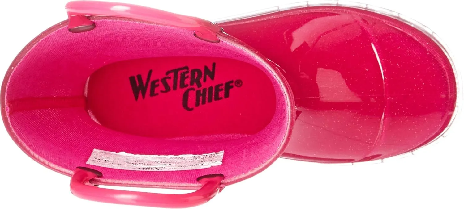 Western Chief Kids Waterproof Light Up Rain Boots With Handles for Easy On and Off for Boys and Girls