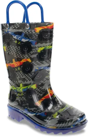 Western Chief Kids Waterproof Light Up Rain Boots With Handles for Easy On and Off for Boys and Girls