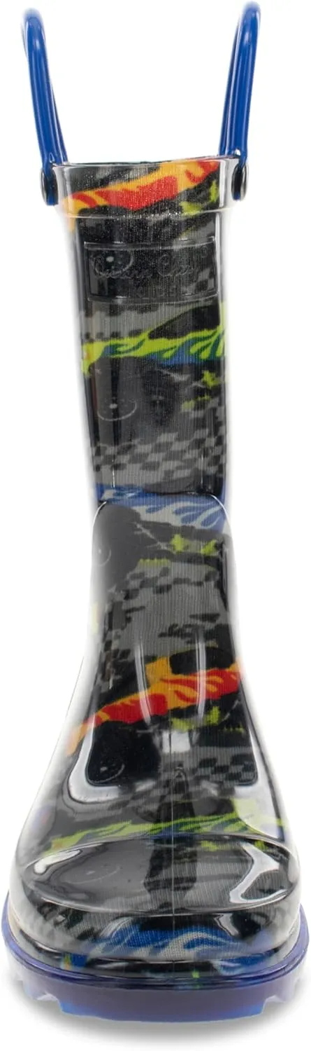 Western Chief Kids Waterproof Light Up Rain Boots With Handles for Easy On and Off for Boys and Girls