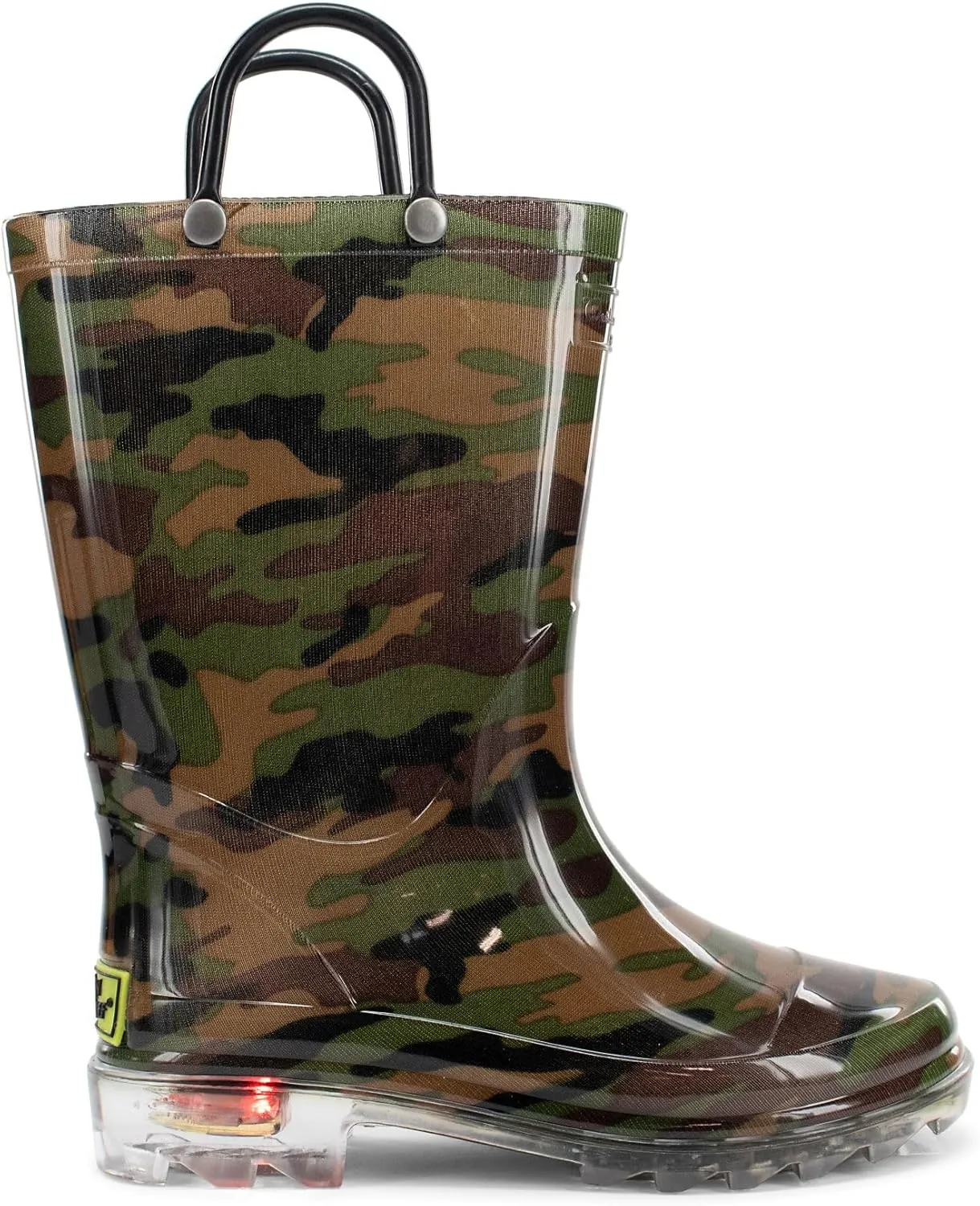 Western Chief Kids Waterproof Light Up Rain Boots With Handles for Easy On and Off for Boys and Girls