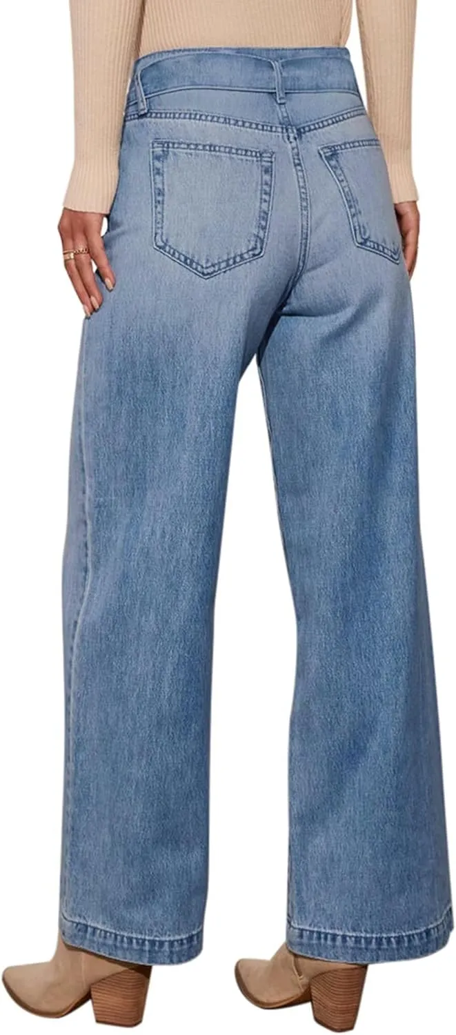 Wide Leg Jeans for Women - High Waisted Baggy Jeans Stretch Loose Denim Pants