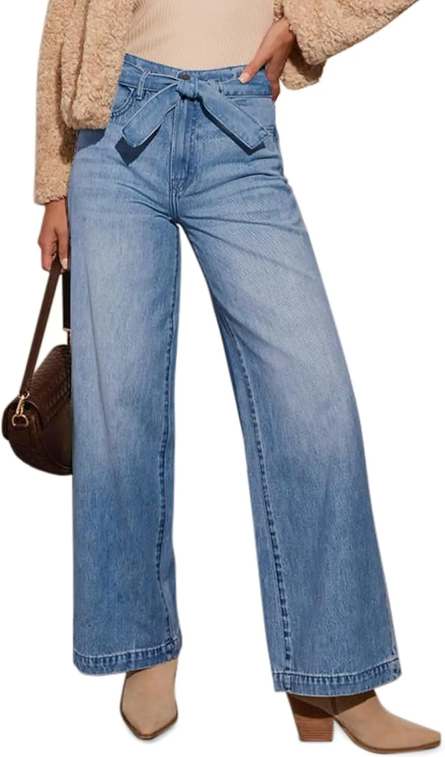 Wide Leg Jeans for Women - High Waisted Baggy Jeans Stretch Loose Denim Pants