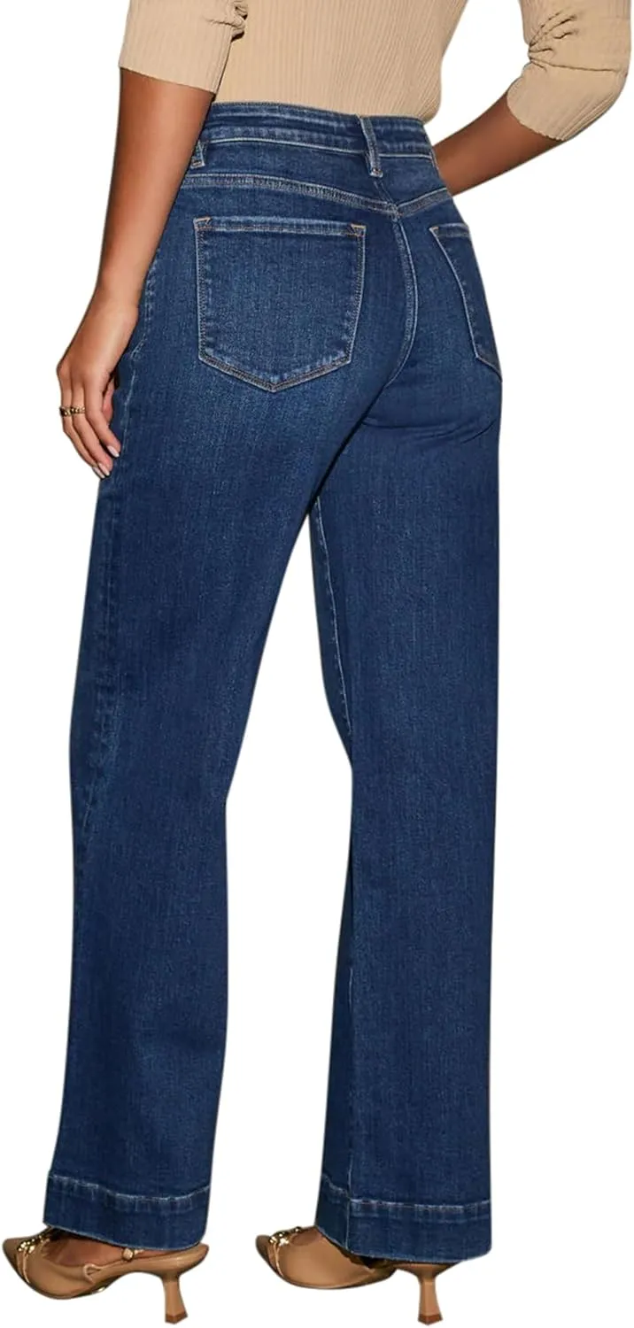 Wide Leg Jeans for Women - High Waisted Baggy Jeans Stretch Loose Denim Pants