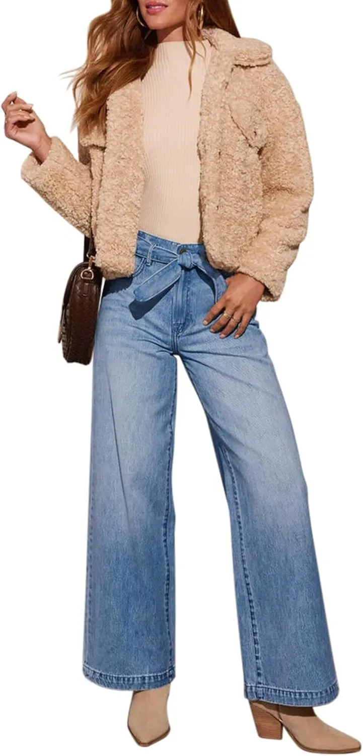 Wide Leg Jeans for Women - High Waisted Baggy Jeans Stretch Loose Denim Pants