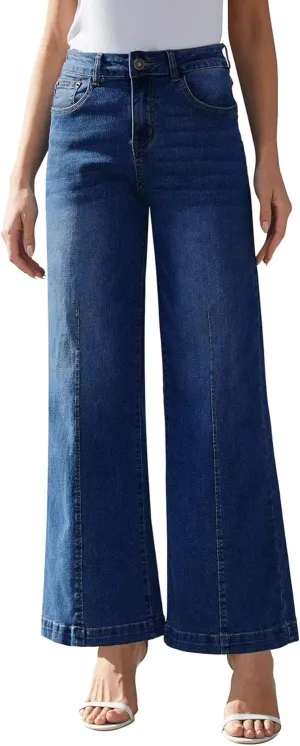 Wide Leg Jeans for Women - High Waisted Baggy Jeans Stretch Loose Denim Pants