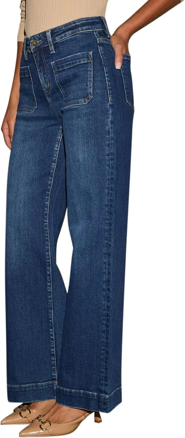 Wide Leg Jeans for Women - High Waisted Baggy Jeans Stretch Loose Denim Pants