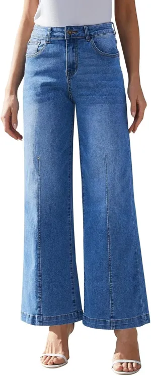 Wide Leg Jeans for Women - High Waisted Baggy Jeans Stretch Loose Denim Pants