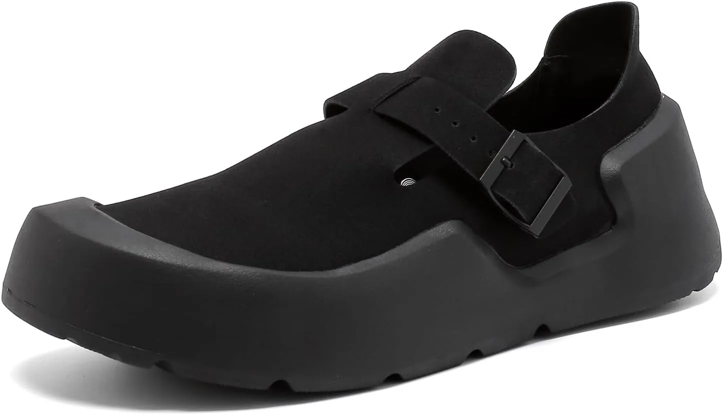 Wide Toe Box Shoes Women Clogs with Adjustable Buckle, Low-Top Platform Closed Toe Mules, Slip On Potato Loafers Shoes Sneakers Outdoor, Casual Armadillo Chef Sandals Arch Support