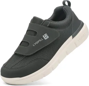 Wide Toe Box Walking Shoes Men Lace-Free Adjustable Extra Wide Width Sneaker Slip on Loafers Diabetic Shoes with Arch Support for Swollen Feet Pain Relief