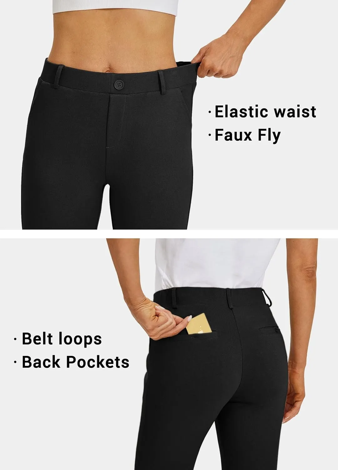 Willit Women's Capri Pants Dress Yoga Work Capri Slacks Stretch Office Business Casual Pants High Waisted 21"