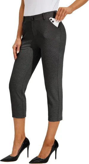 Willit Women's Capri Pants Dress Yoga Work Capri Slacks Stretch Office Business Casual Pants High Waisted 21"