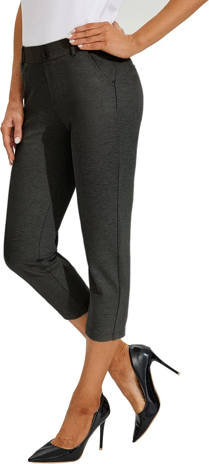 Willit Women's Capri Pants Dress Yoga Work Capri Slacks Stretch Office Business Casual Pants High Waisted 21"