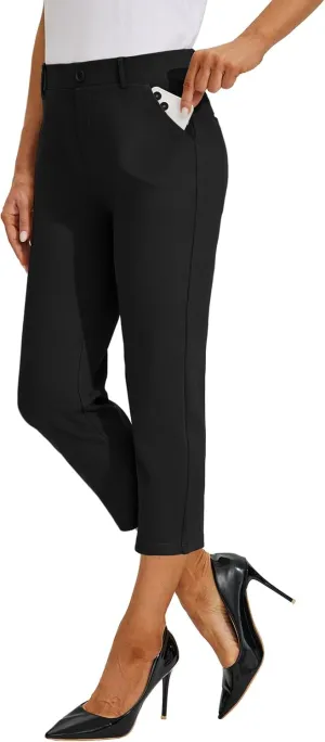 Willit Women's Capri Pants Dress Yoga Work Capri Slacks Stretch Office Business Casual Pants High Waisted 21"