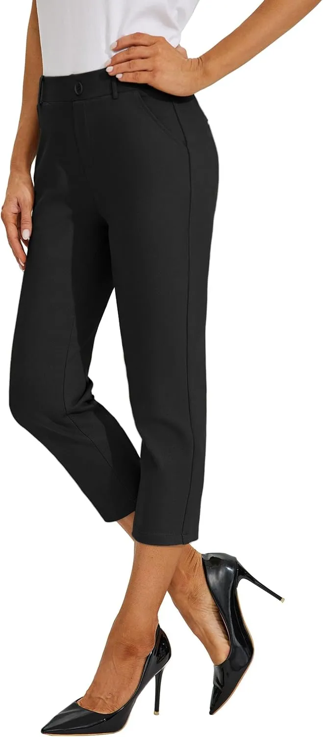 Willit Women's Capri Pants Dress Yoga Work Capri Slacks Stretch Office Business Casual Pants High Waisted 21"