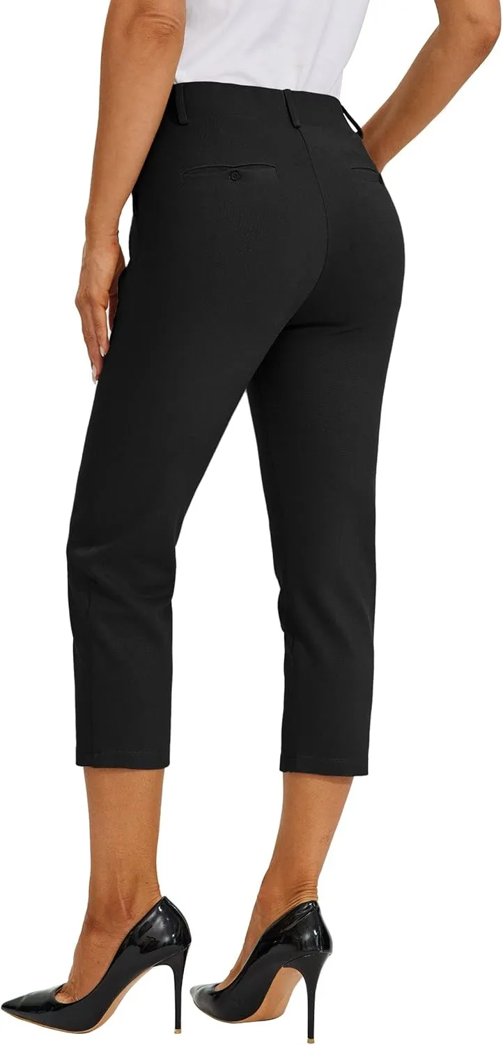 Willit Women's Capri Pants Dress Yoga Work Capri Slacks Stretch Office Business Casual Pants High Waisted 21"