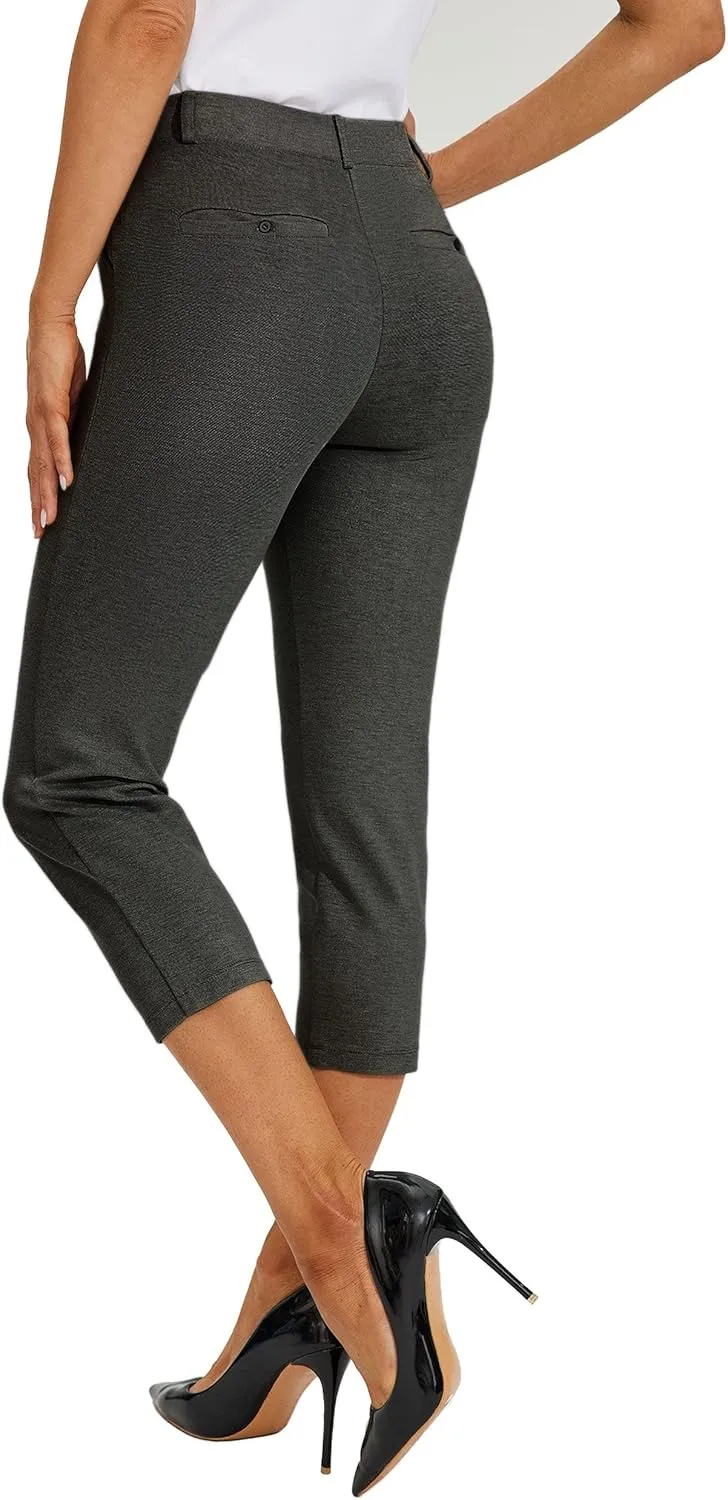 Willit Women's Capri Pants Dress Yoga Work Capri Slacks Stretch Office Business Casual Pants High Waisted 21"