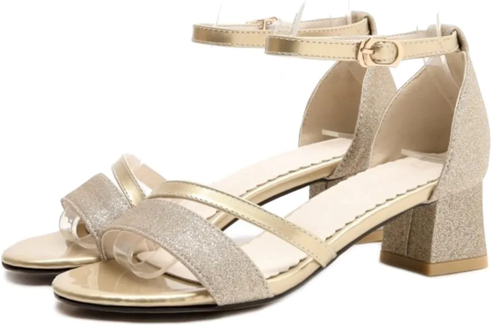Women Bling Sandals with Low Chunky Heel Fashion Sandals