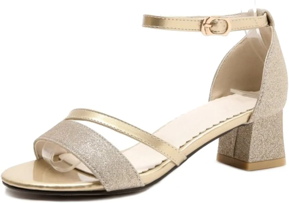 Women Bling Sandals with Low Chunky Heel Fashion Sandals