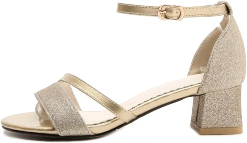 Women Bling Sandals with Low Chunky Heel Fashion Sandals