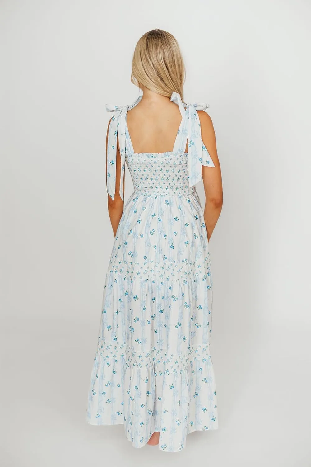 Women Floral Long Dress Boho Tie Shoulder Flowy Sundress Sleeveless Backless Maxi Dress Summer Holiday Beachwear