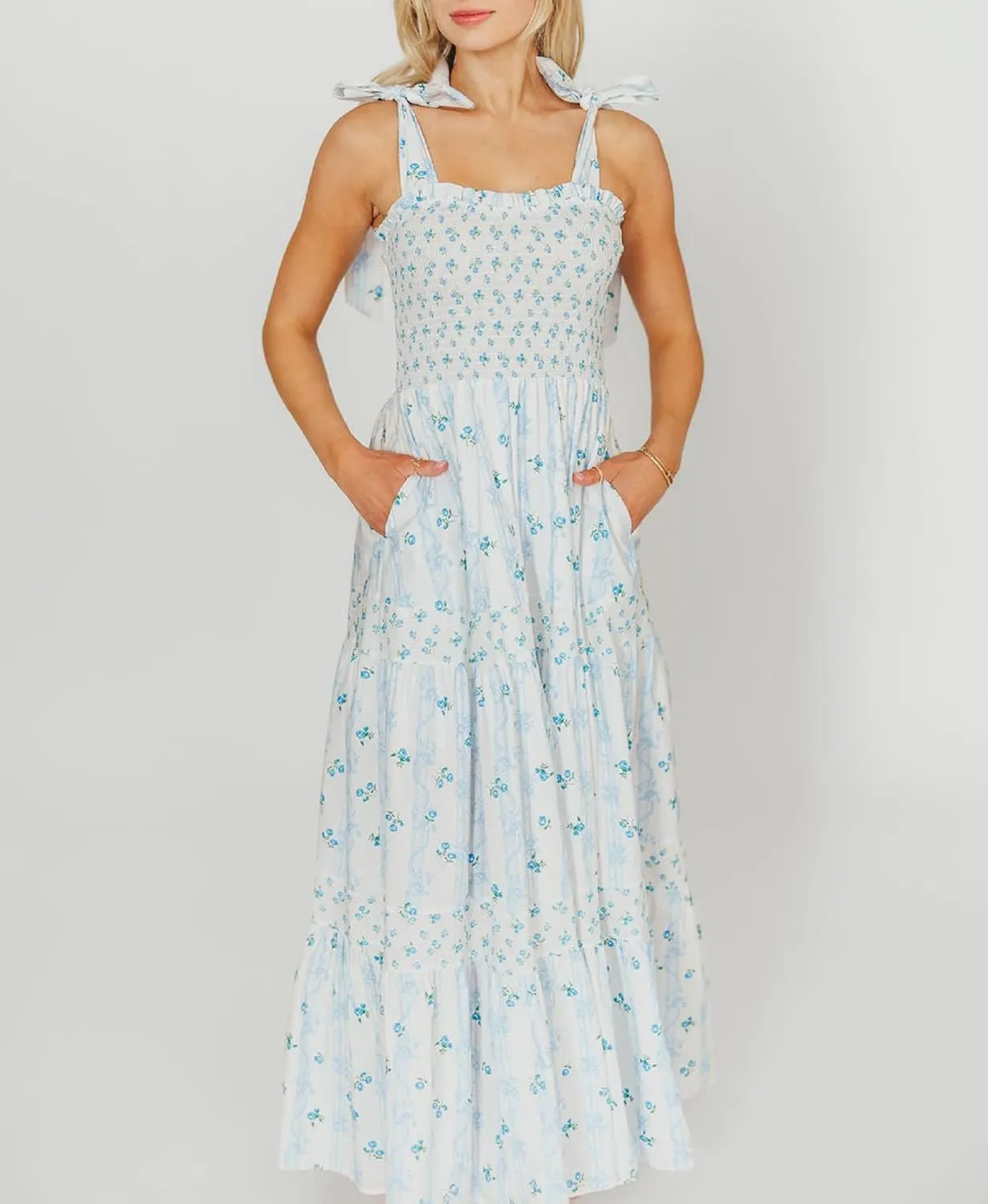 Women Floral Long Dress Boho Tie Shoulder Flowy Sundress Sleeveless Backless Maxi Dress Summer Holiday Beachwear