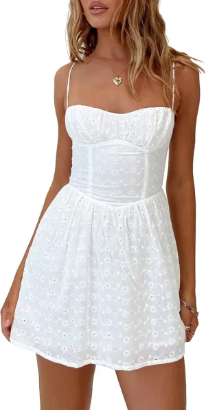 Women Graduation Dress Spaghetti Straps Sleeveless Short Dresses Y2k Low Cut Bodycon Going Out A-Line Mini Dress
