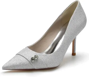 Women Pumps Pointed Toe Bridal High Heel Stiletto Wedding Heels Bridal Shoes Women 8.5Cm