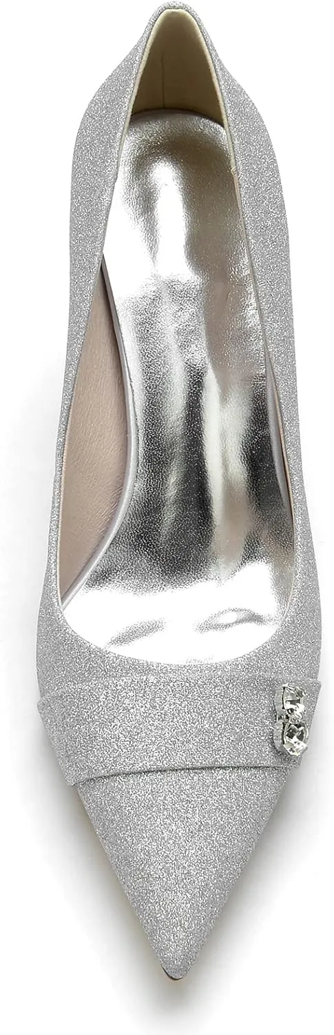 Women Pumps Pointed Toe Bridal High Heel Stiletto Wedding Heels Bridal Shoes Women 8.5Cm