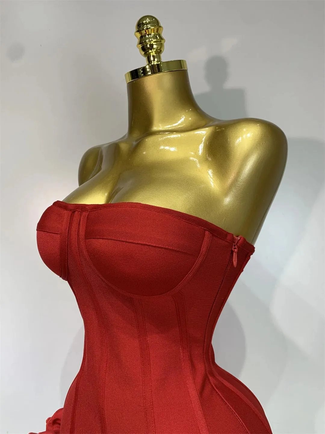 Women Sexy Strapless Backless Flower Embellished Mini Bandage Dress