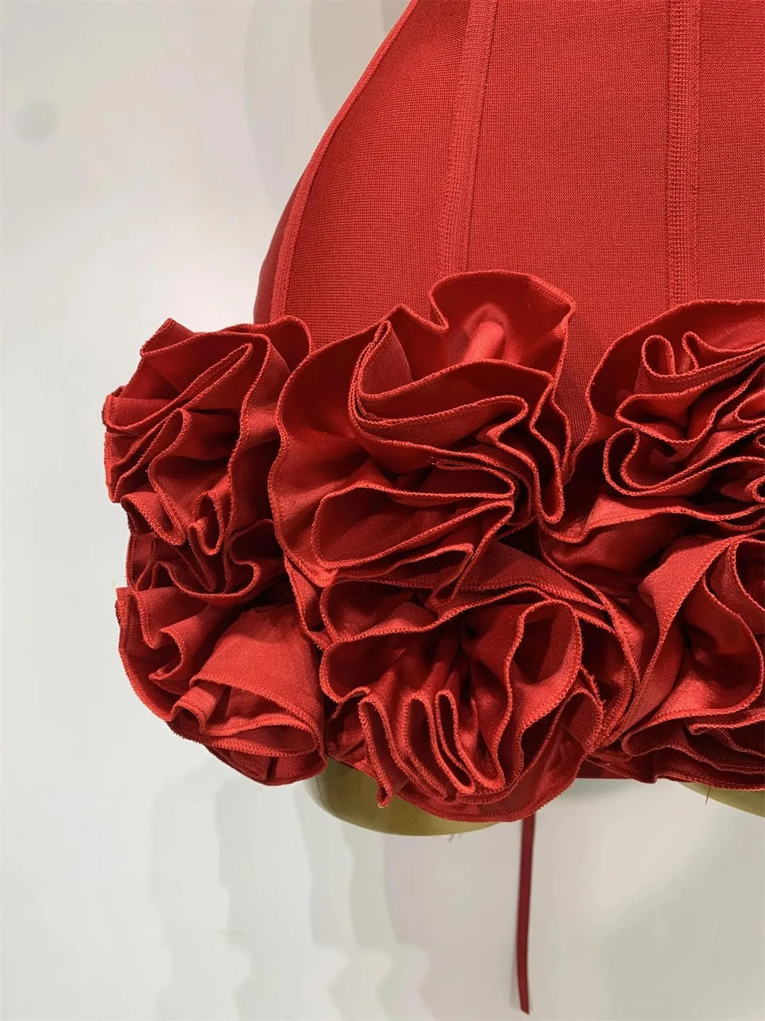 Women Sexy Strapless Backless Flower Embellished Mini Bandage Dress