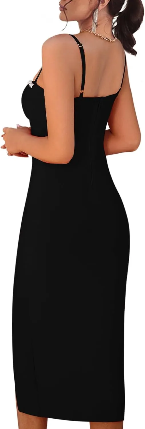 Women Sleeveless Off Shoulder Split Evening Cocktail Long Dress